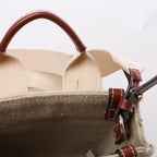 Chloé Woody North South Canvas & Leather 2Way Handbag in Beige x Brown