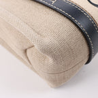 Chloé Woody Small Canvas & Leather 2Way Handbag in Beige x Black