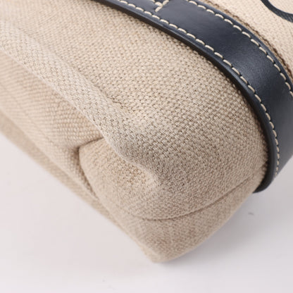 Chloé Woody Kleine 2-Wege-Handtasche aus Canvas und Leder in Beige x Schwarz