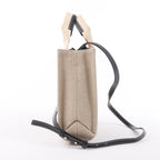 Chloé Woody Small Canvas & Leather 2Way Handbag in Beige x Black