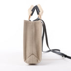 Chloé Woody Small Canvas & Leather 2Way Handbag in Beige x Black