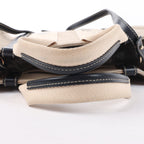 Chloé Woody Small Canvas & Leather 2Way Handbag in Beige x Black