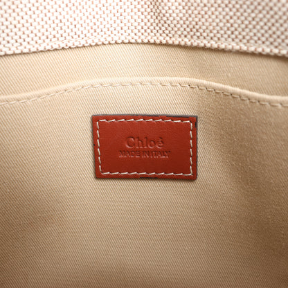 Chloé Woody Small Canvas & Leather 2Way Handbag in Beige x Brown