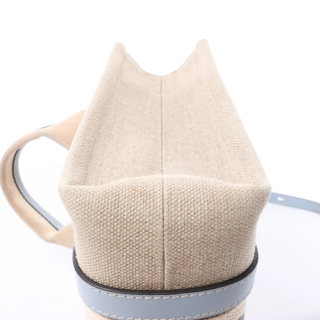 Chloé Woody Small Canvas & Leather 2Way Handbag in Beige x Blue