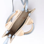 Chloé Woody Small Canvas & Leather 2Way Handbag in Beige x Blue