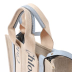 Chloé Woody Small Canvas & Leather 2Way Handbag in Beige x Blue