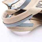 Chloé Woody Small Canvas & Leather 2Way Handbag in Beige x Blue