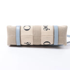 Chloé Woody Small Canvas & Leather 2Way Handbag in Beige x Blue