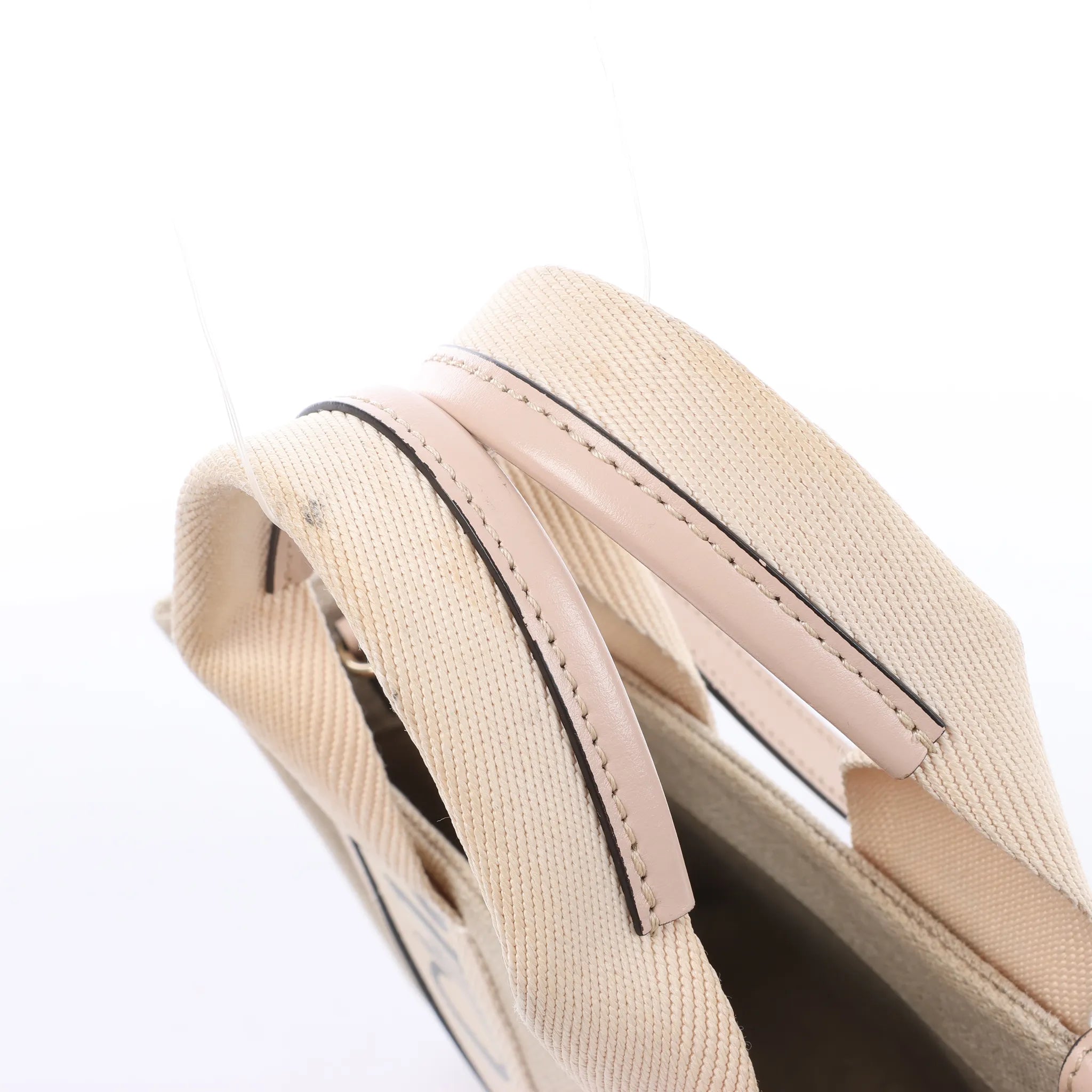 Chloé Woody Small Canvas & Leather 2Way Handbag in Beige x Pink