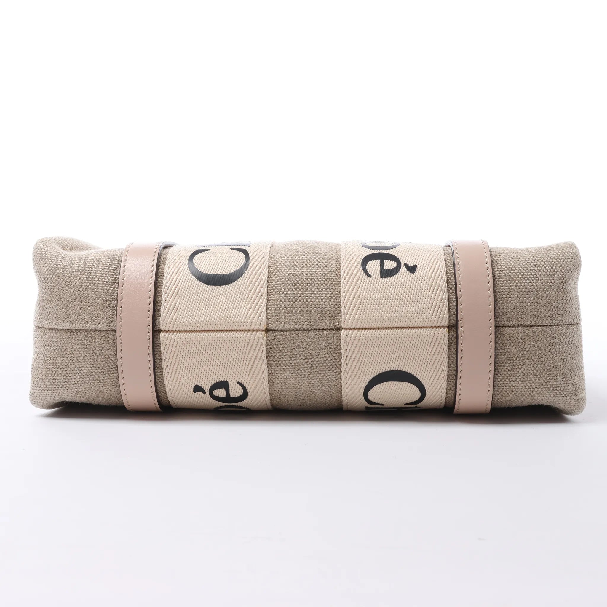 Chloé Woody Small Canvas & Leather 2Way Handbag in Beige x Pink
