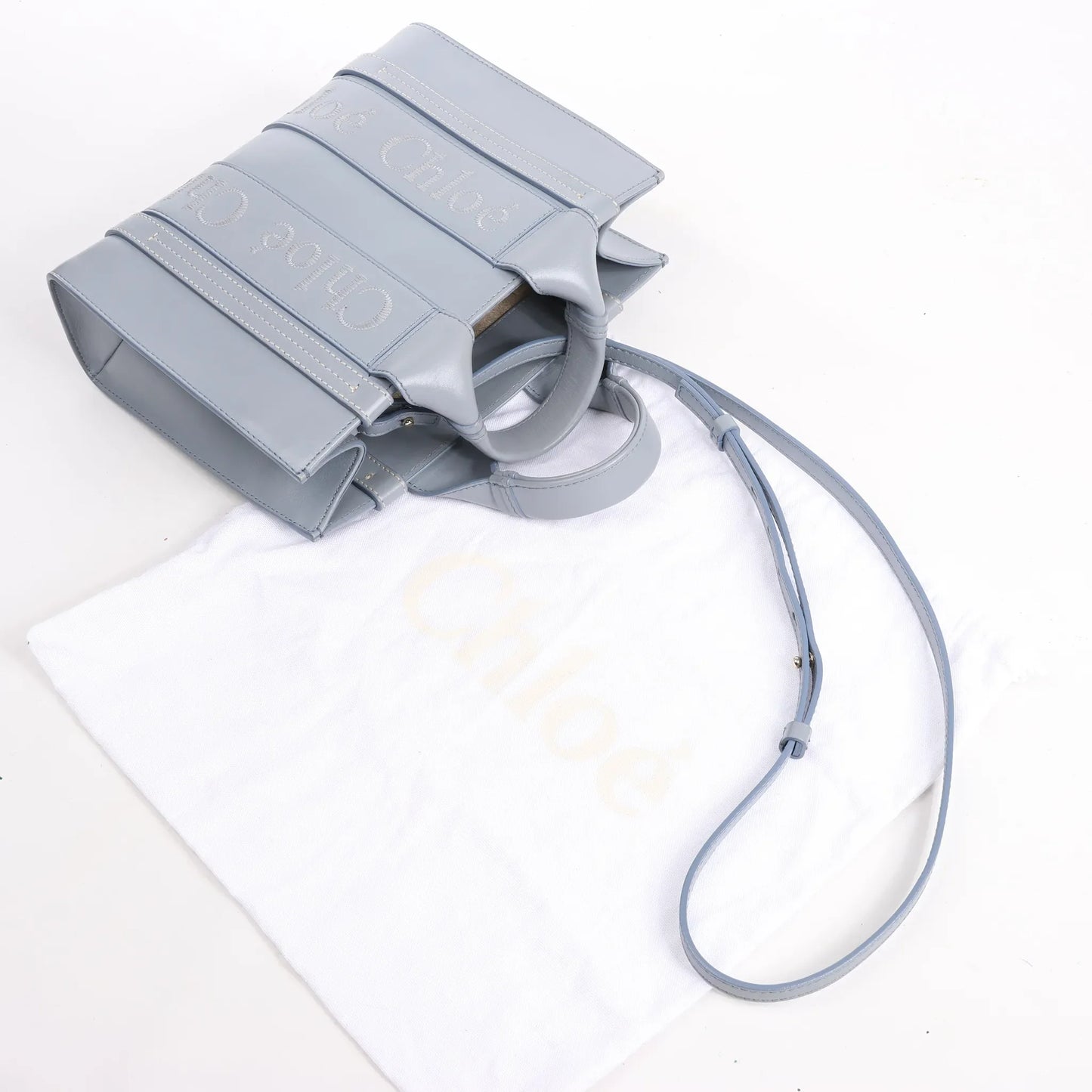 Chloé Woody Small Leather 2Way Handbag in Blue