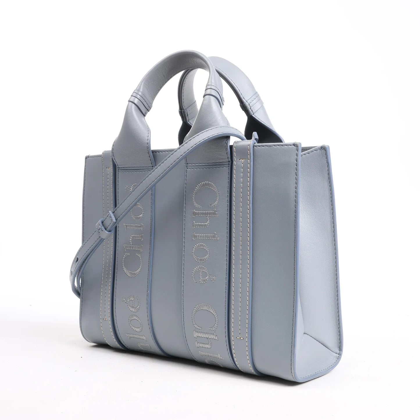 Chloé Woody Small Leather 2Way Handbag in Blue