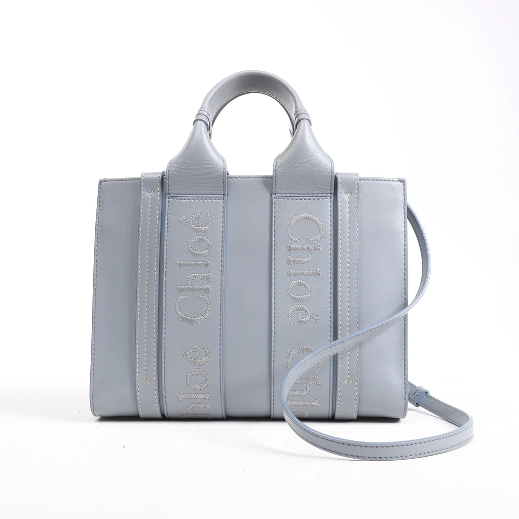Chloé Woody Small Leather 2Way Handbag in Blue