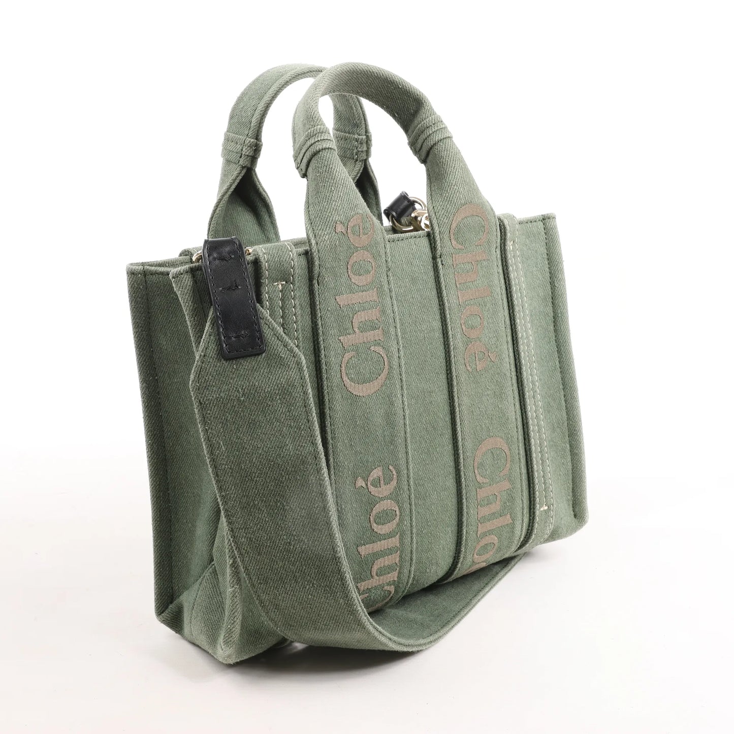 Chloé Woody Small Canvas 2Way Handbag in Green