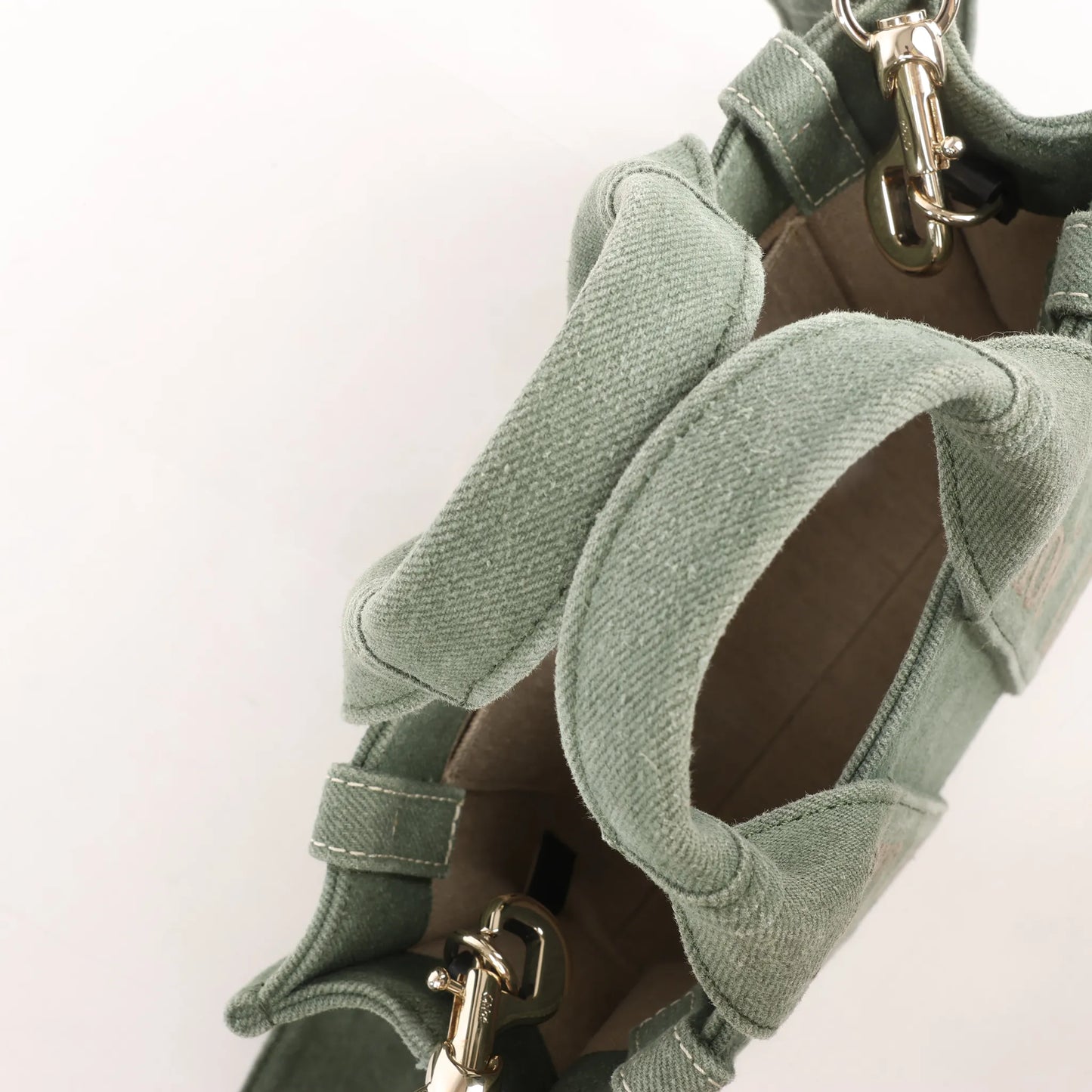 Chloé Woody Small Canvas 2Way Handbag in Green