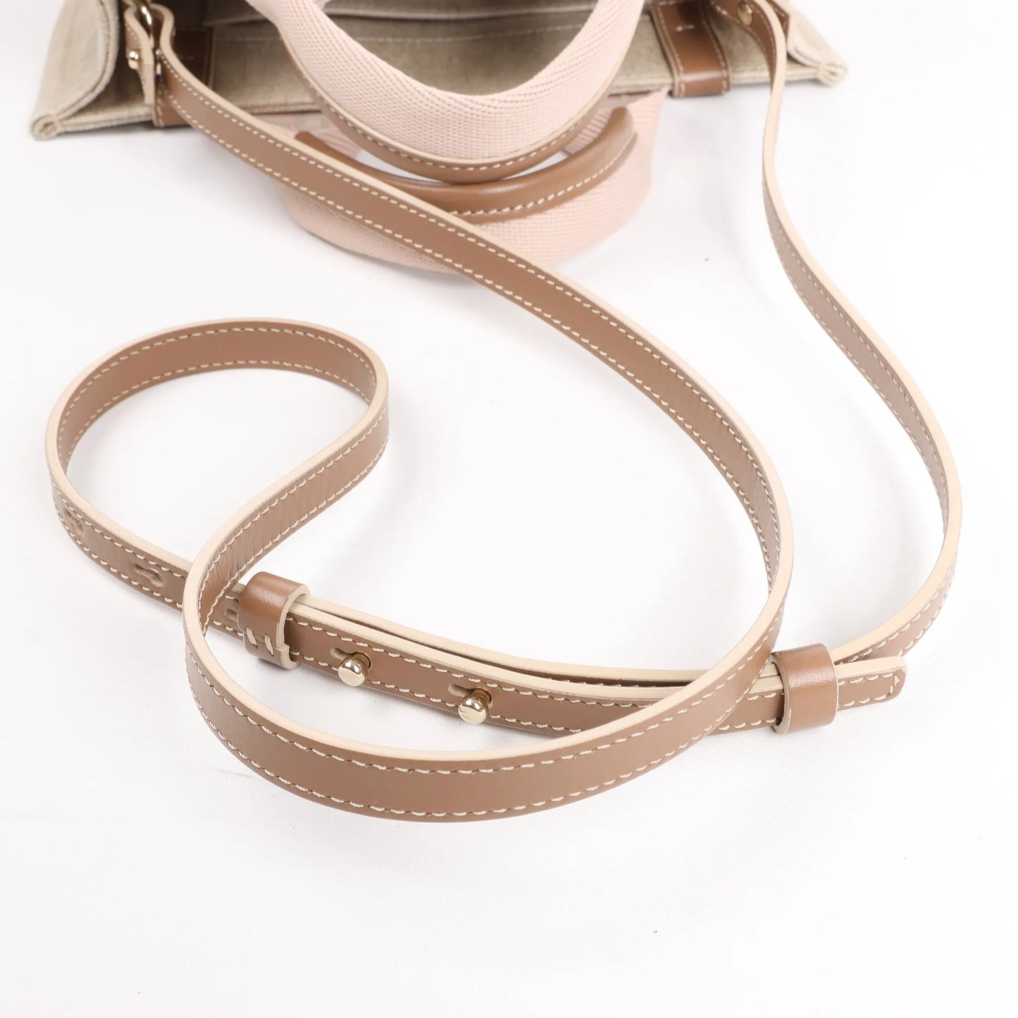 Petit sac à main Chloé Woody en toile et cuir beige