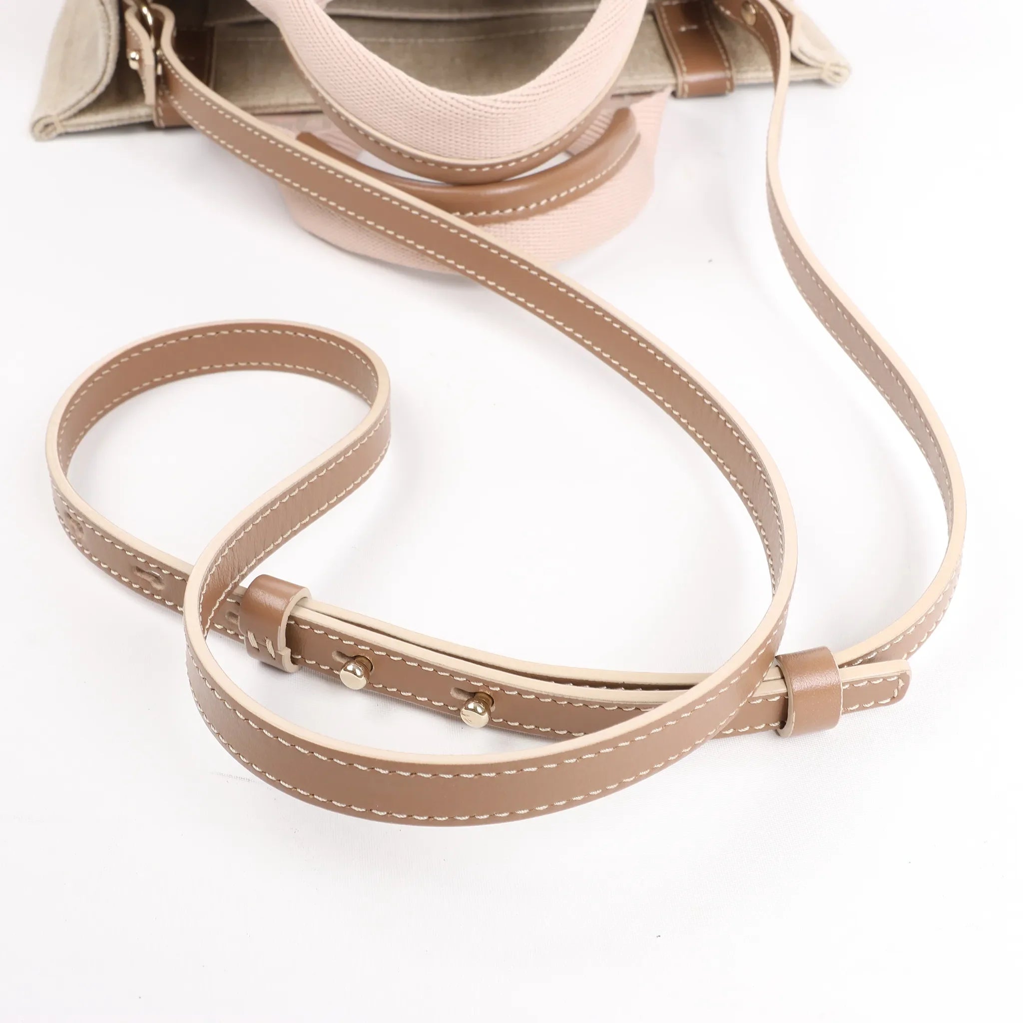 Chloé Woody Small Canvas & Leather 2Way Handbag in Beige