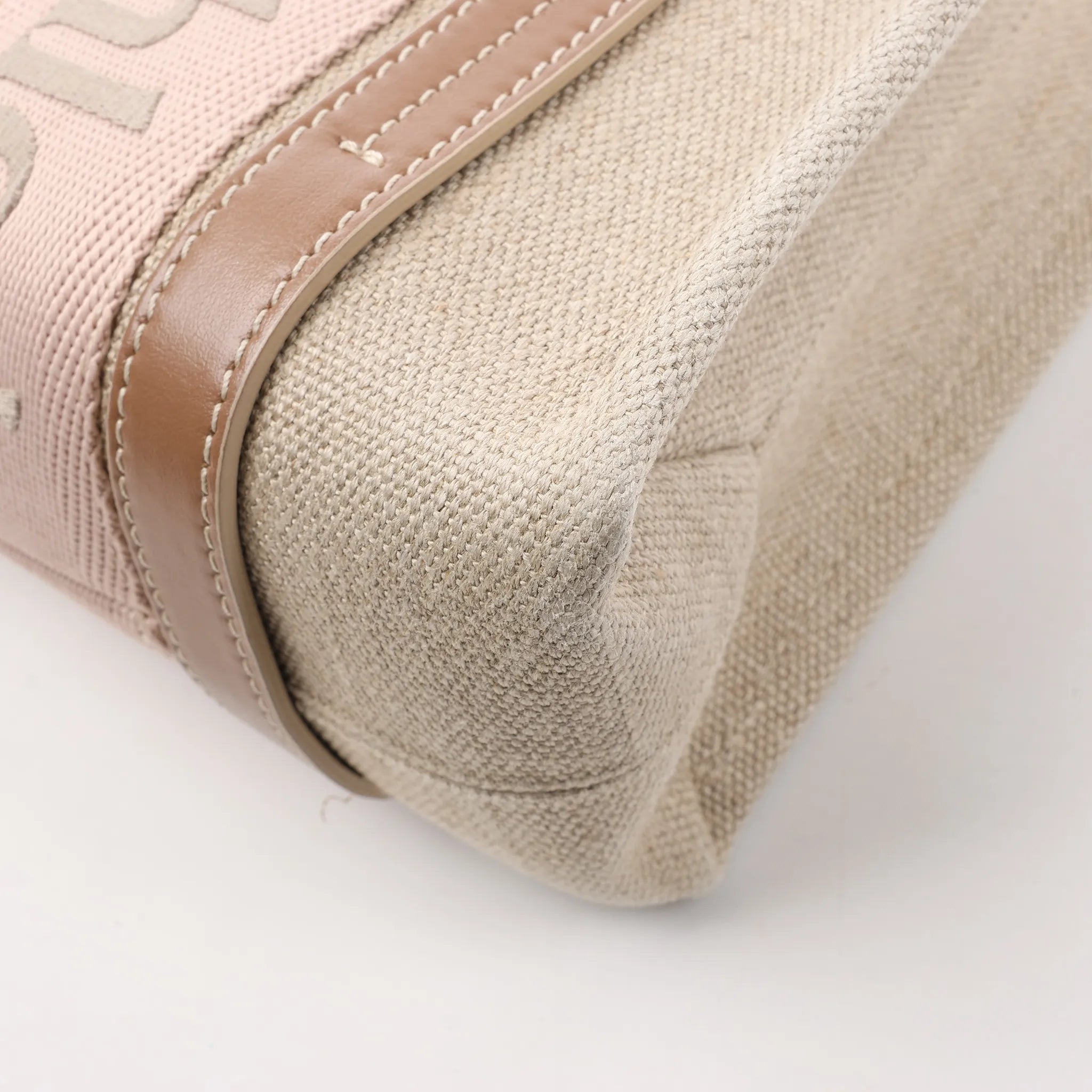 Chloé Woody Small Canvas & Leather 2Way Handbag in Beige