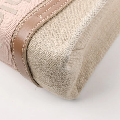 Chloé Woody Small Canvas & Leather 2Way Handbag in Beige