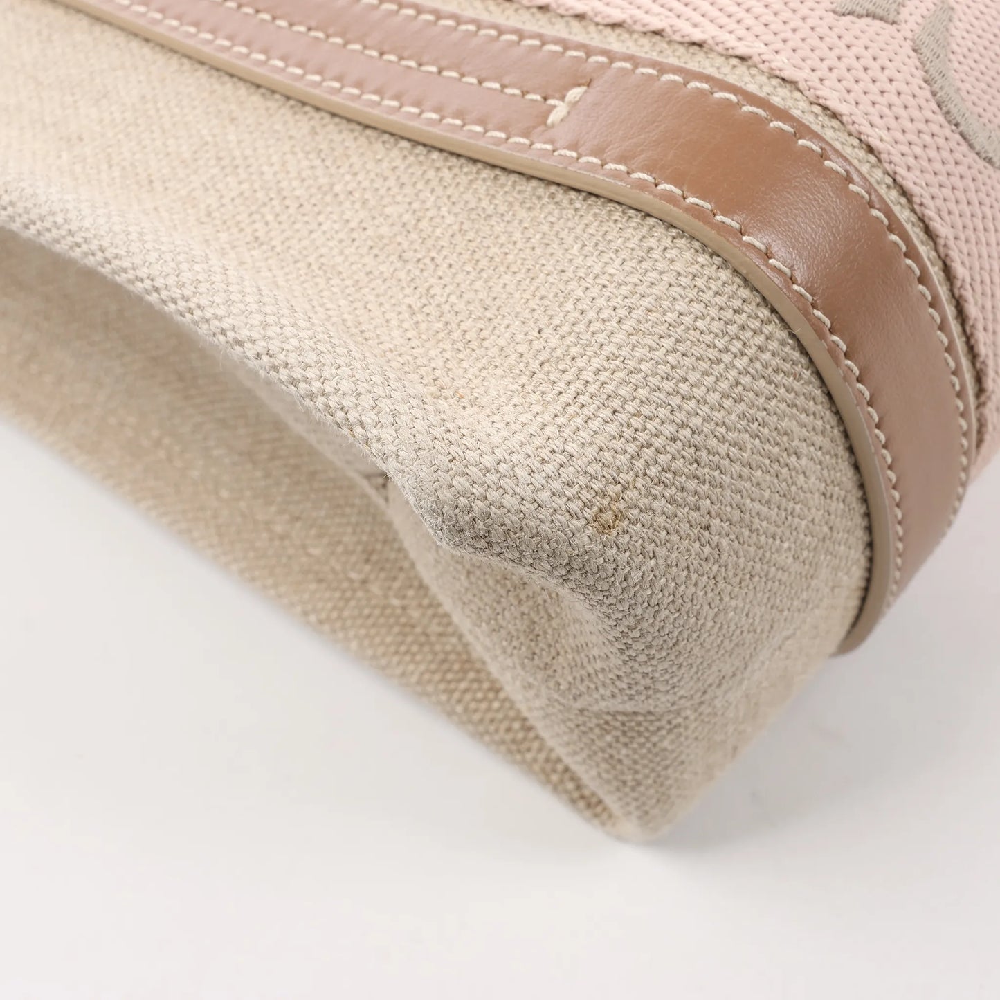 Petit sac à main Chloé Woody en toile et cuir beige