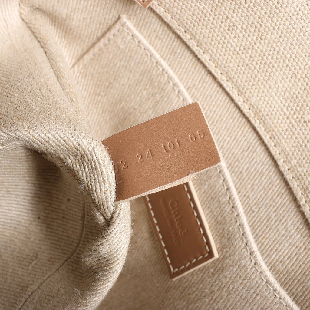 Chloé Woody Small Canvas & Leather 2Way Handbag in Beige