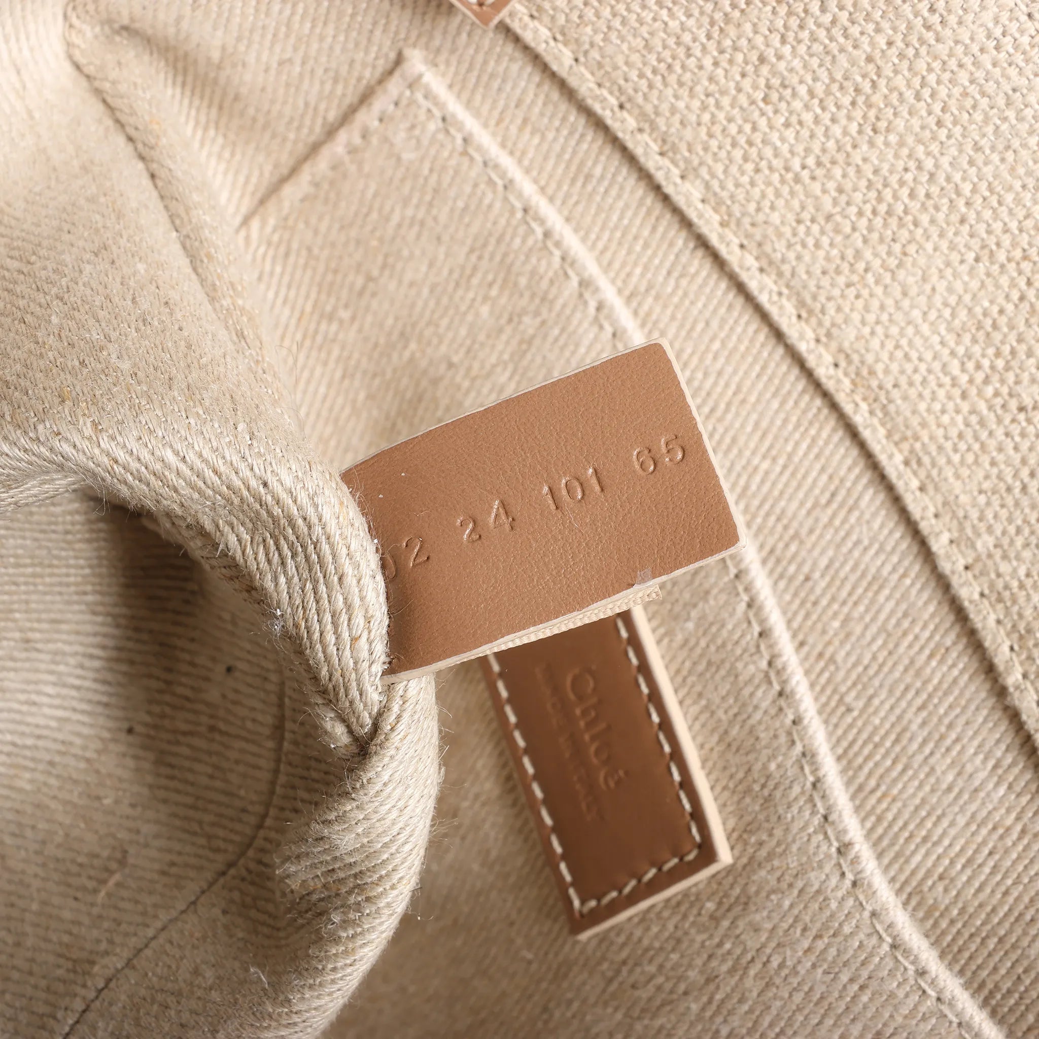 Chloé Woody Small Canvas & Leather 2Way Handbag in Beige
