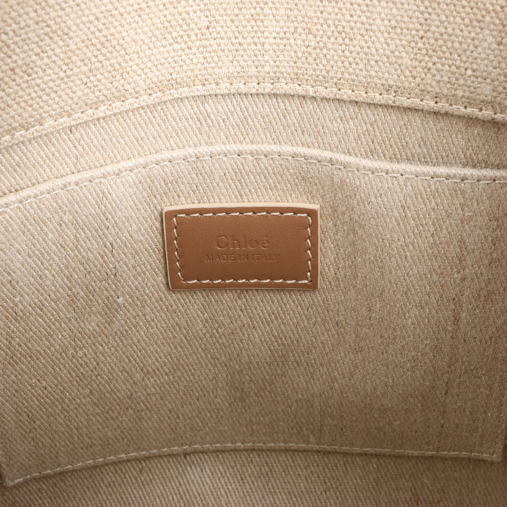 Chloé Woody Small Canvas & Leather 2Way Handbag in Beige