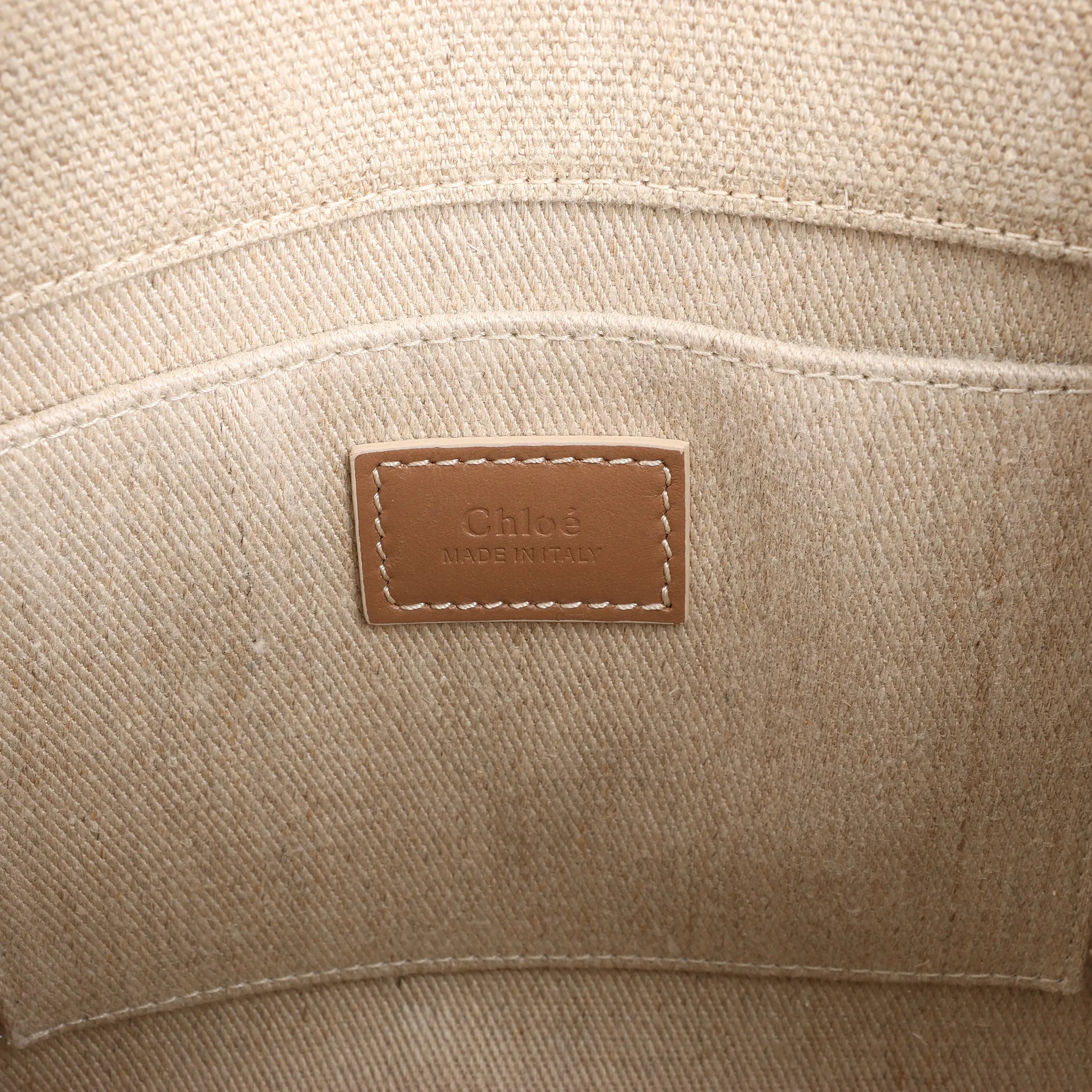 Chloé Woody Small Canvas & Leather 2Way Handbag in Beige