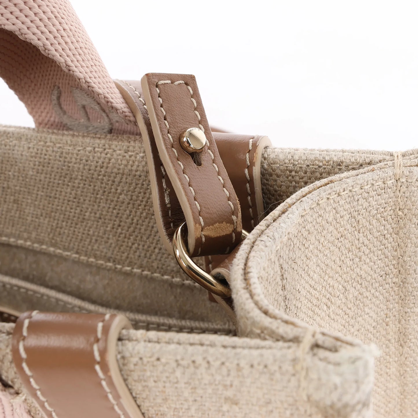 Chloé Woody Small Canvas & Leather 2Way Handbag in Beige