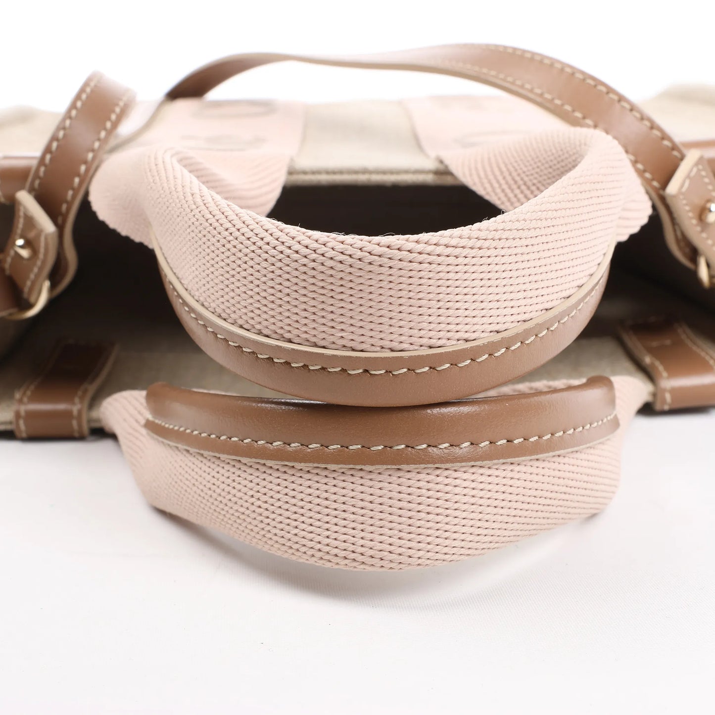 Petit sac à main Chloé Woody en toile et cuir beige