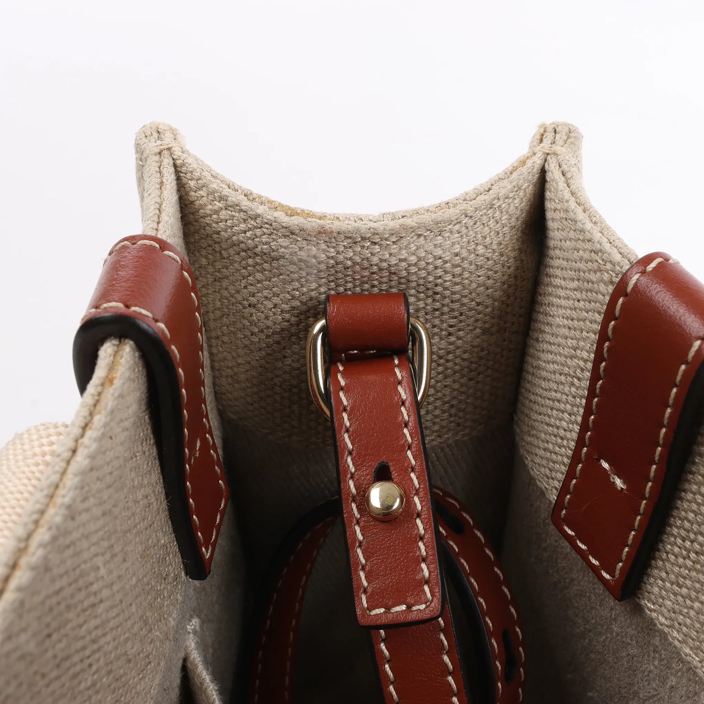 Chloé Woody Small Canvas & Leather 2Way Handbag in Beige x Brown