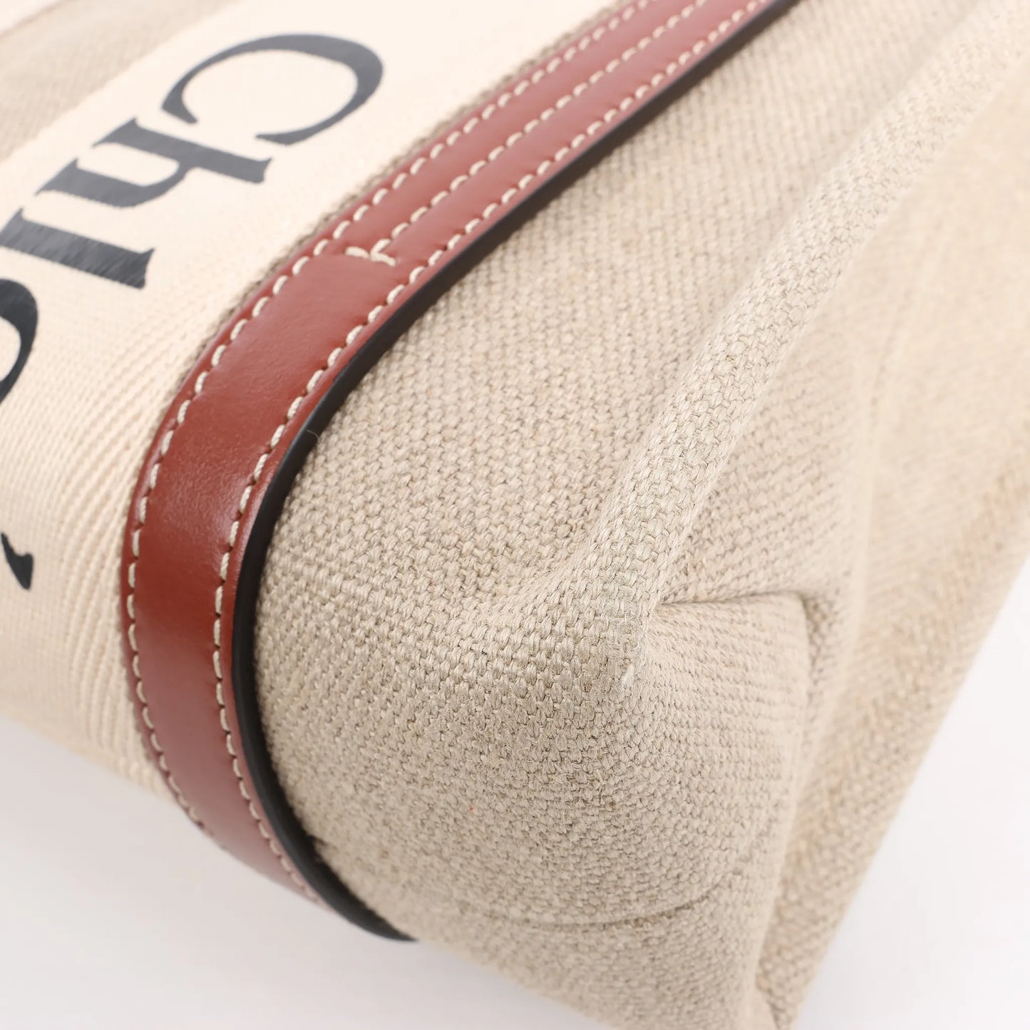 Chloé Woody Small Canvas & Leather 2Way Handbag in Beige x Brown