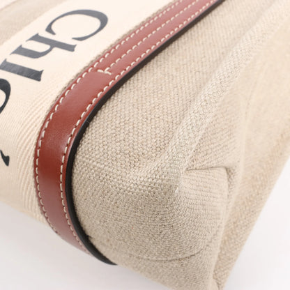 Chloé Woody Small Canvas & Leather 2Way Handbag in Beige x Brown