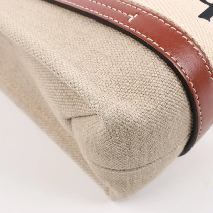Chloé Woody Small Canvas & Leather 2Way Handbag in Beige x Brown