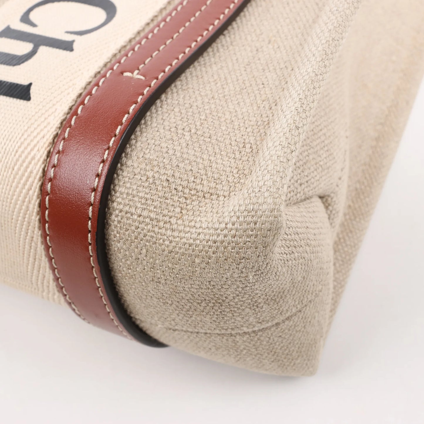 Chloé Woody Small Canvas & Leather 2Way Handbag in Beige x Brown