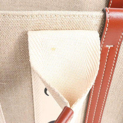 Chloé Woody Small Canvas & Leather 2Way Handbag in Beige x Brown