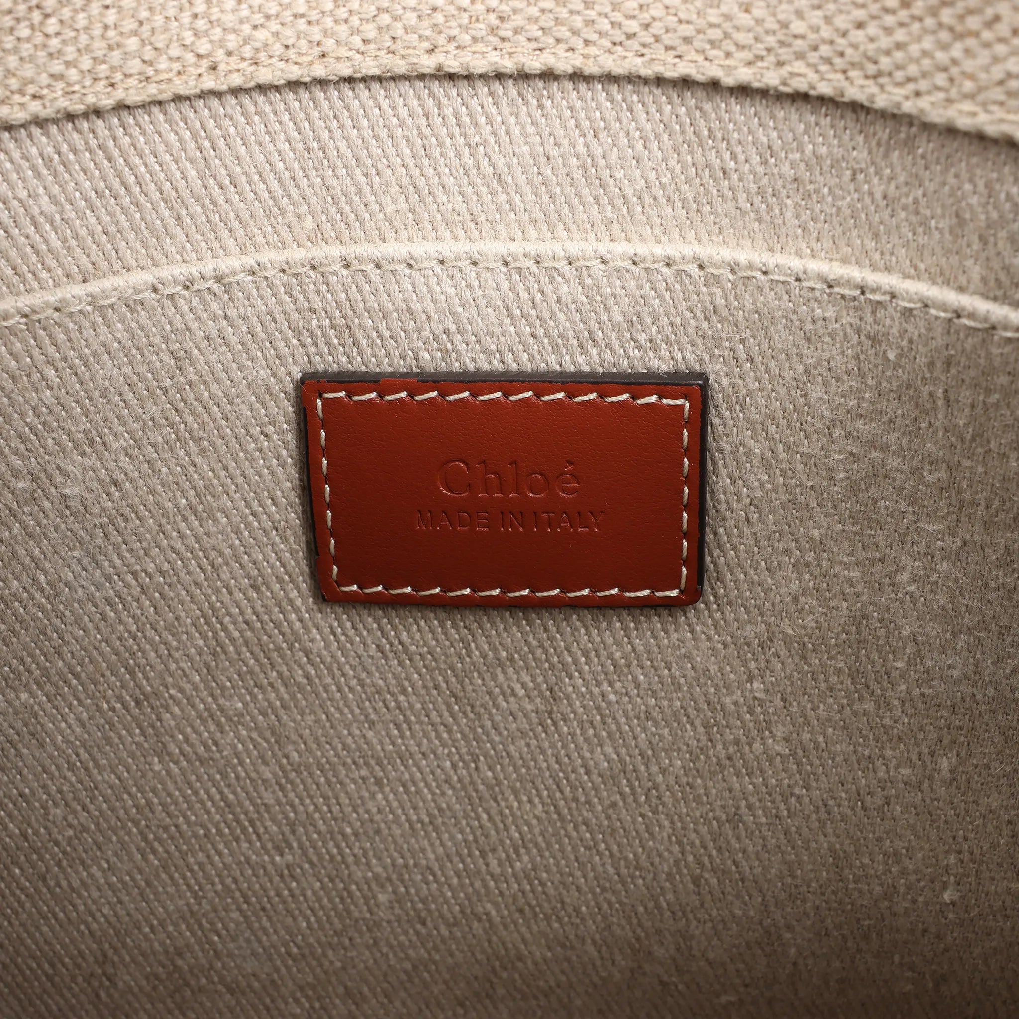 Chloé Woody Small Canvas & Leather 2Way Handbag in Beige x Brown