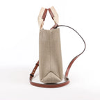 Chloé Woody Small Canvas & Leather 2Way Handbag in Beige x Brown