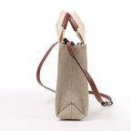 Chloé Woody Small Canvas & Leather 2Way Handbag in Beige x Brown