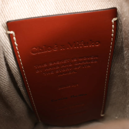 Chloe x Mifuko Sense Buckets Raffia x Leather 2Way Handbag in Beige x Brown