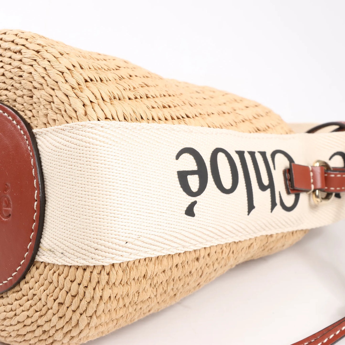 Chloe x Mifuko Sense Buckets Raffia x Leather 2Way Handbag in Beige x Brown