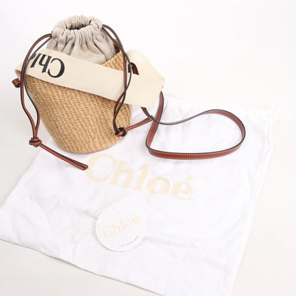 Chloe x Mifuko Sense Buckets Raffia x Leather 2Way Handbag in Beige x Brown