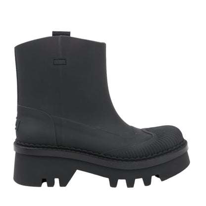 Chloe Rubber Rain Ankle Boots in Black 032324, Size 39 EU