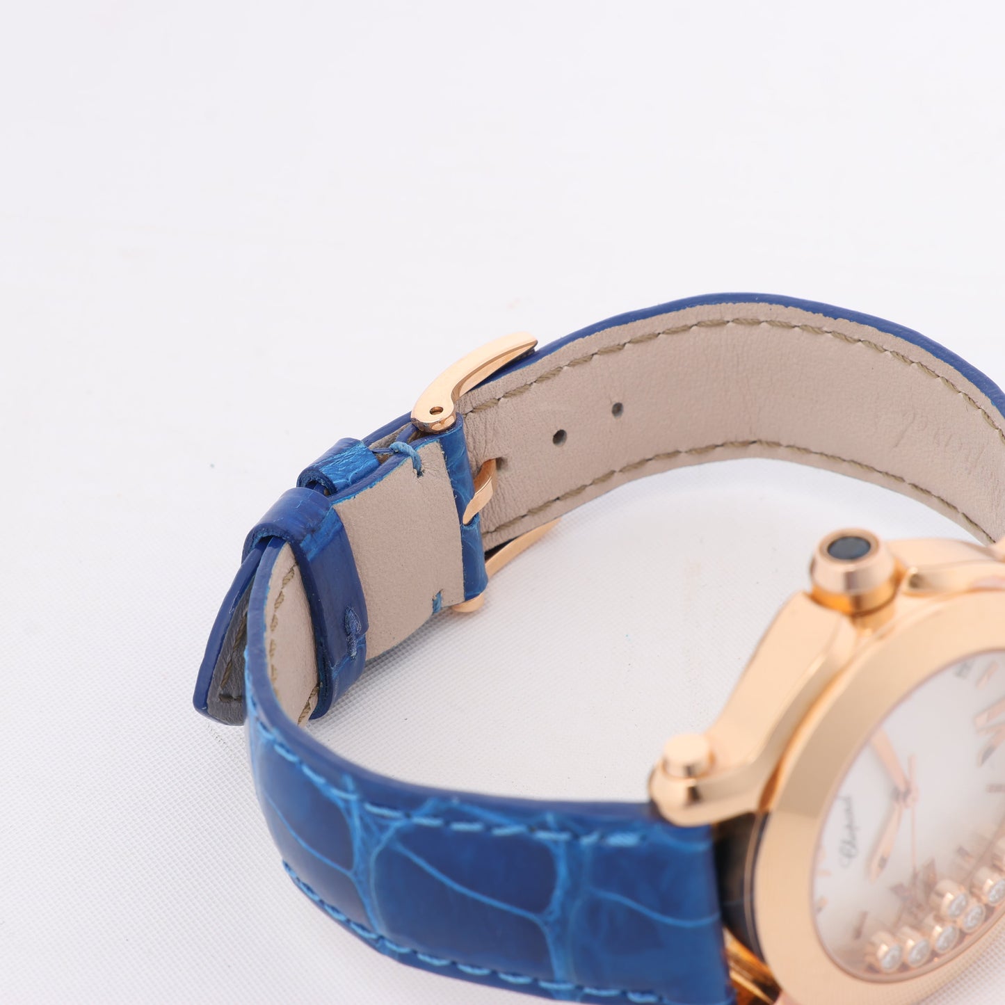 Chopard Happy Sport 277471-5001 Leather x RG QZ Silver-Face Watch