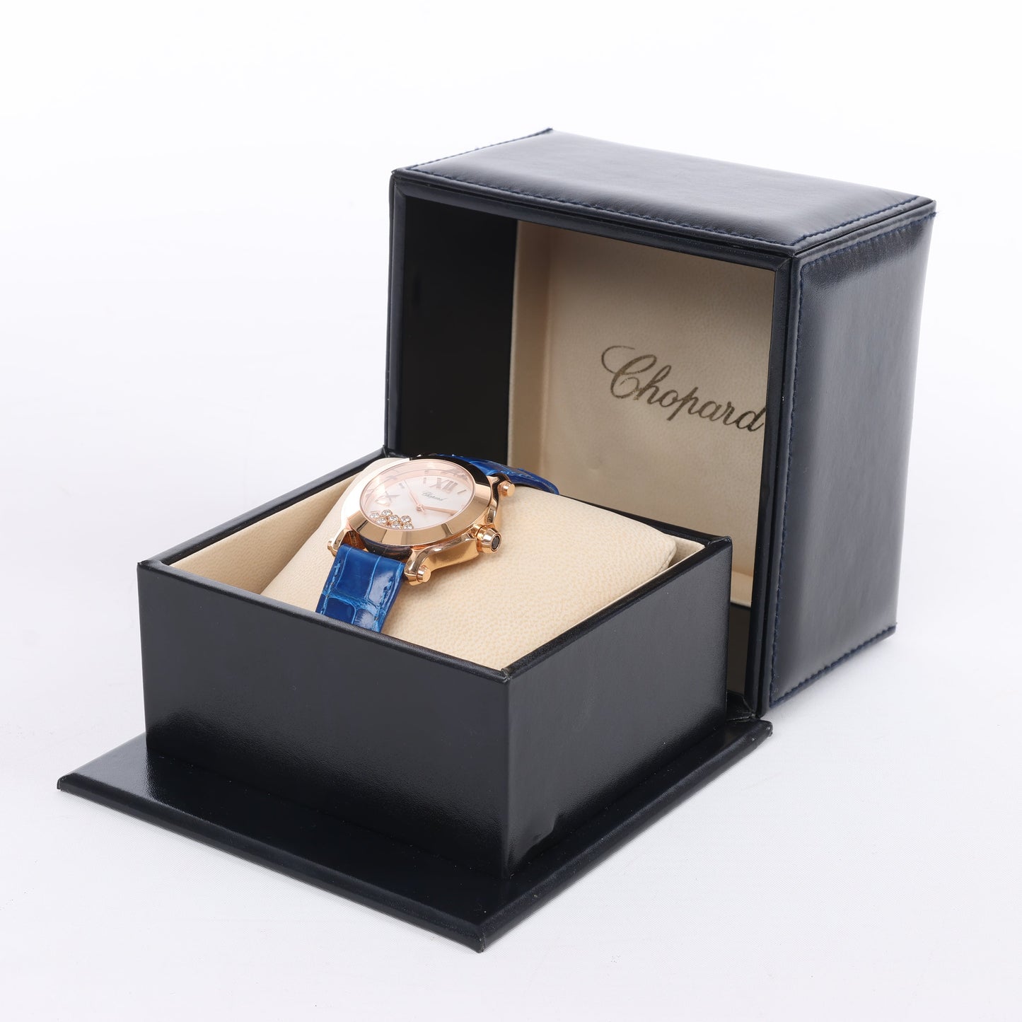 Chopard Happy Sport 277471-5001 Leather x RG QZ Silver-Face Watch