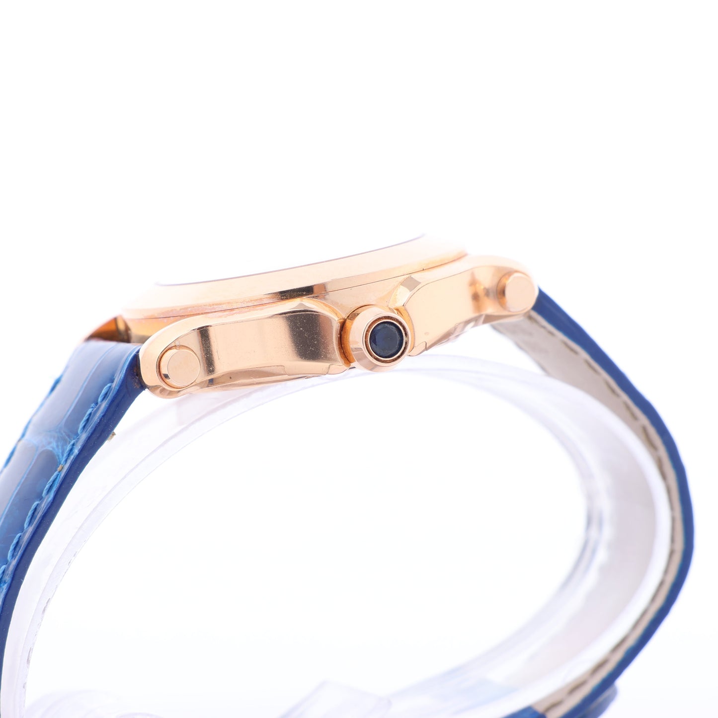 Chopard Happy Sport 277471-5001 Leather x RG QZ Silver-Face Watch