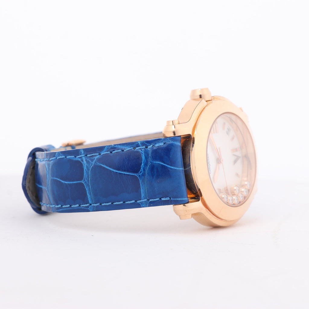 Chopard Happy Sport 277471-5001 Leather x RG QZ Silver-Face Watch