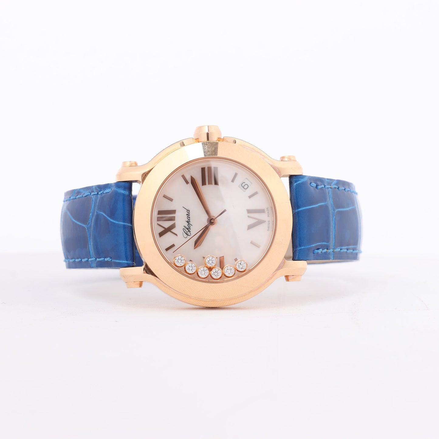 Chopard Happy Sport 277471-5001 Leather x RG QZ Silver-Face Watch