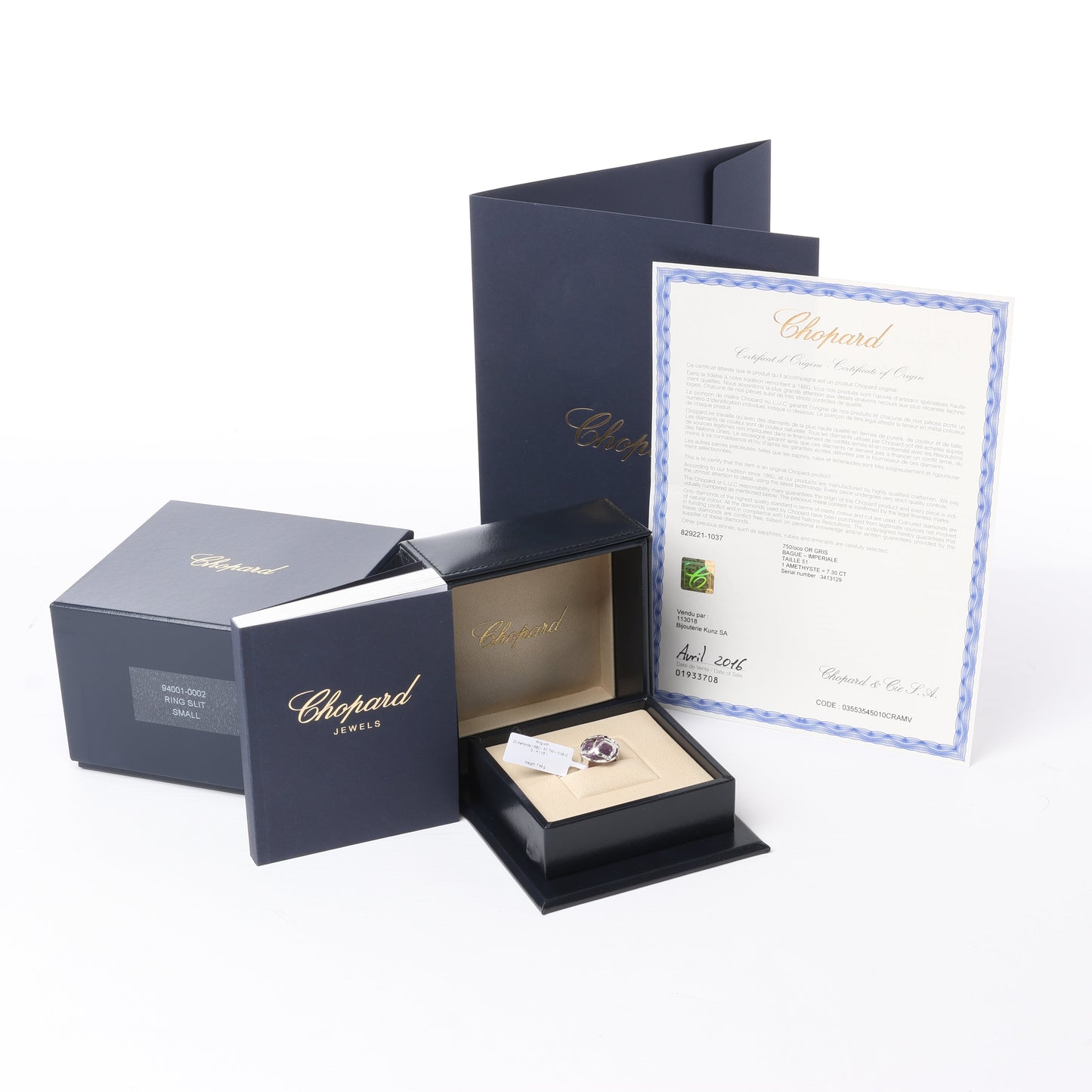 Chopard Imperiale Cocktailring aus 18 Karat Weißgold mit Amethyst und Diamanten, Größe 51 EU