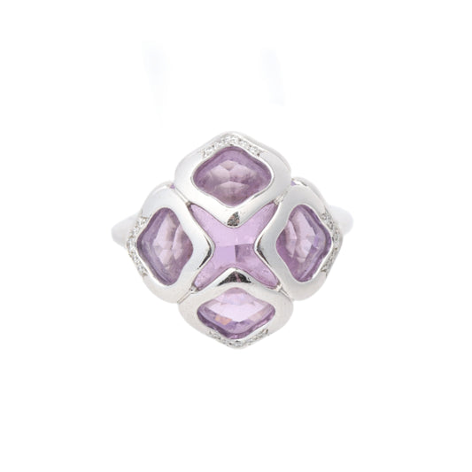 Chopard Imperiale Amethyst Diamond 18k White Gold Cocktail Ring, Size 51 EU